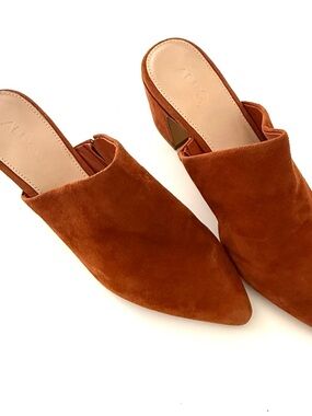 Aldo Rust Brown Suede Pointed-Toe Slip-On Mules